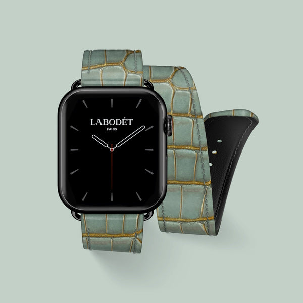 Double Strap For Apple Watch 41mm Bayou Green In Alligator
