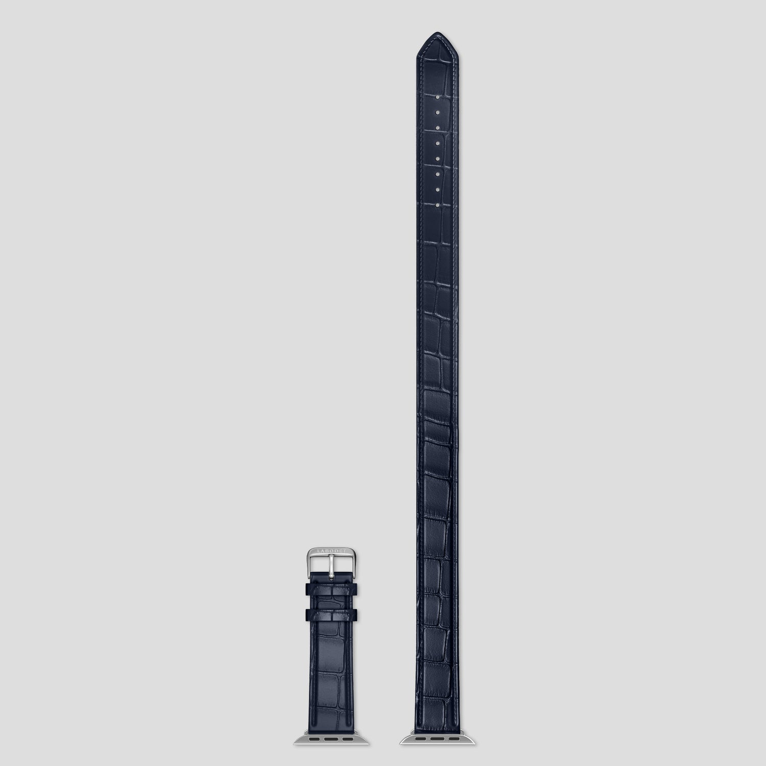 Double Strap For Apple Watch Navy-Blue In Alligator with Black Metal -5 | Navy-Blue-Black