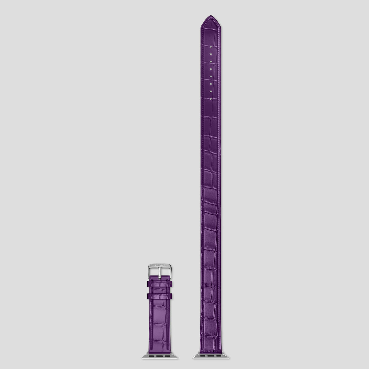 Purple Double Strap For Apple Watch 46mm In Alligator with Steel Metal -5 | Purple-Steel