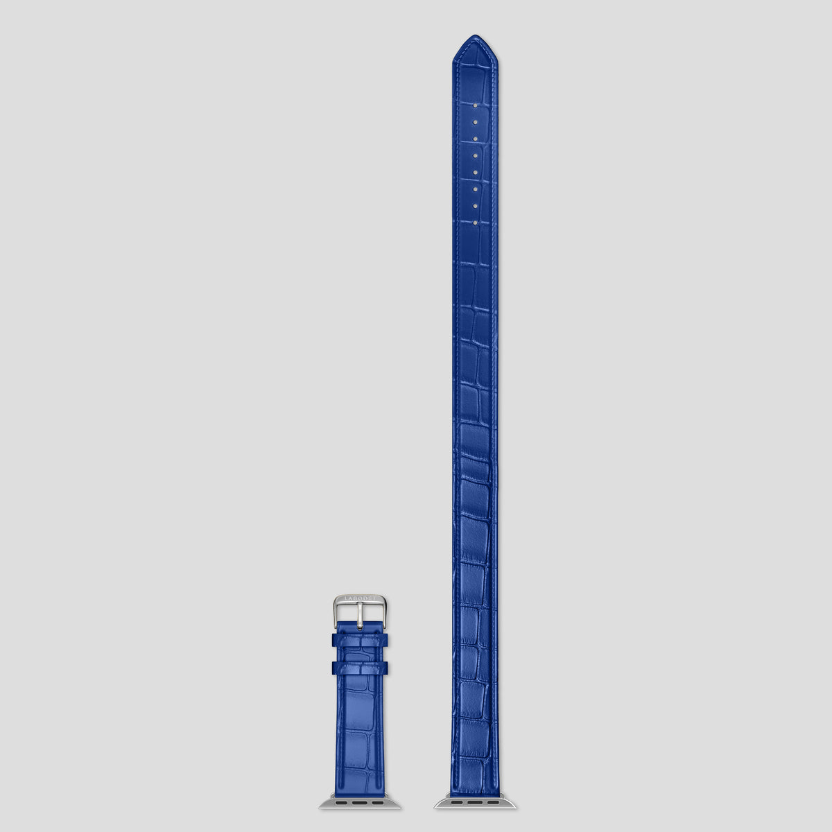 Royal Blue Double Strap For Apple Watch 46mm In Alligator with Gold Metal -5 | Royal-Blue-Gold