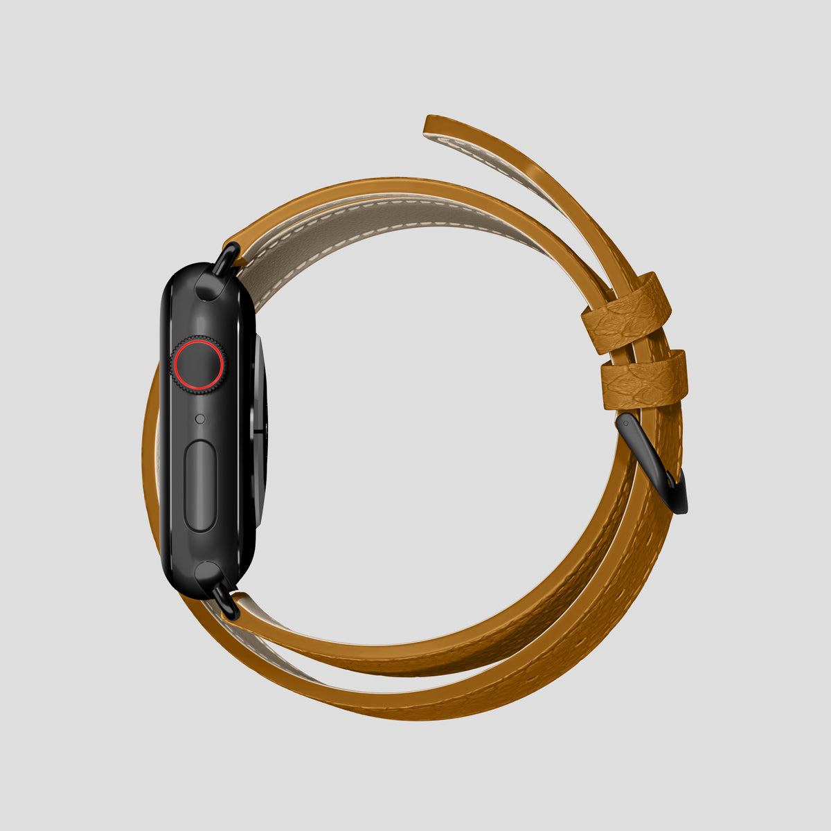 Honey Apple Watch 46mm Double Strap In Python with Black Metal -4 | Honey-Black