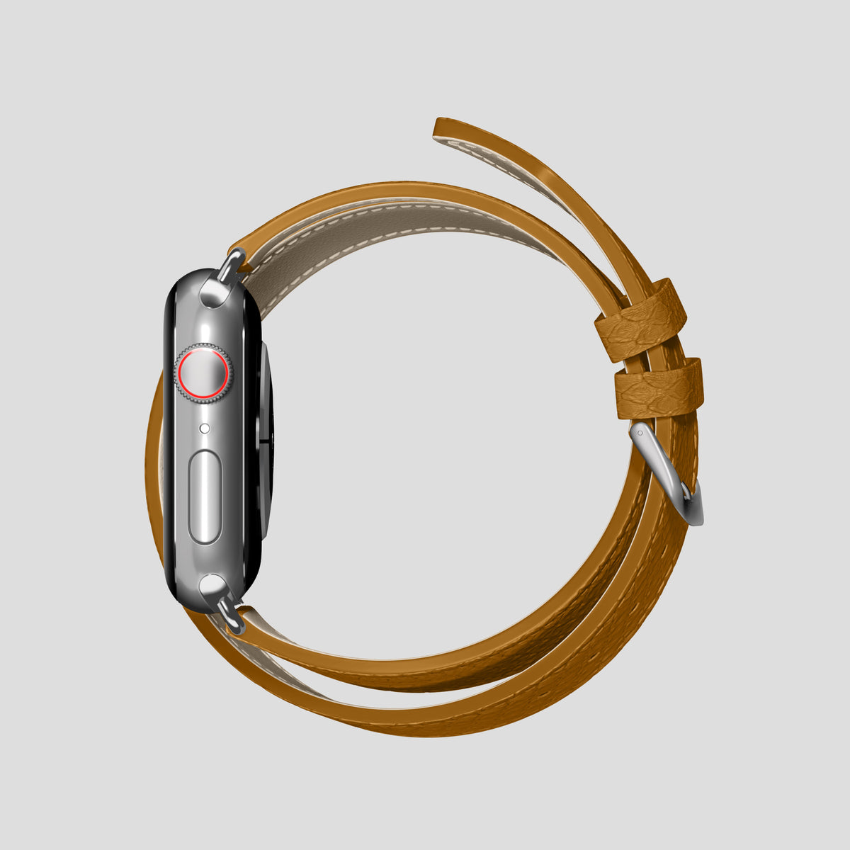 Honey Apple Watch 46mm Double Strap In Python with Steel Metal -4 | Honey-Steel