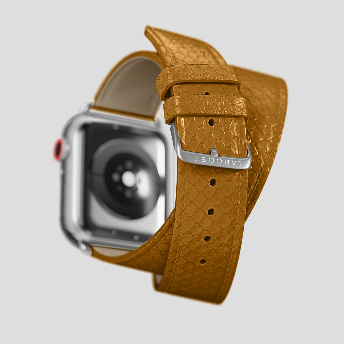 Honey Apple Watch 46mm Double Strap In Python with Steel Metal -5 | Honey-Steel