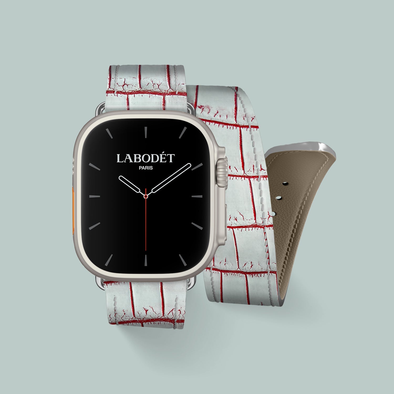 Double Strap For Apple Watch 49mm Icy In Alligator with Steel Metal -1 | Icy-Steel