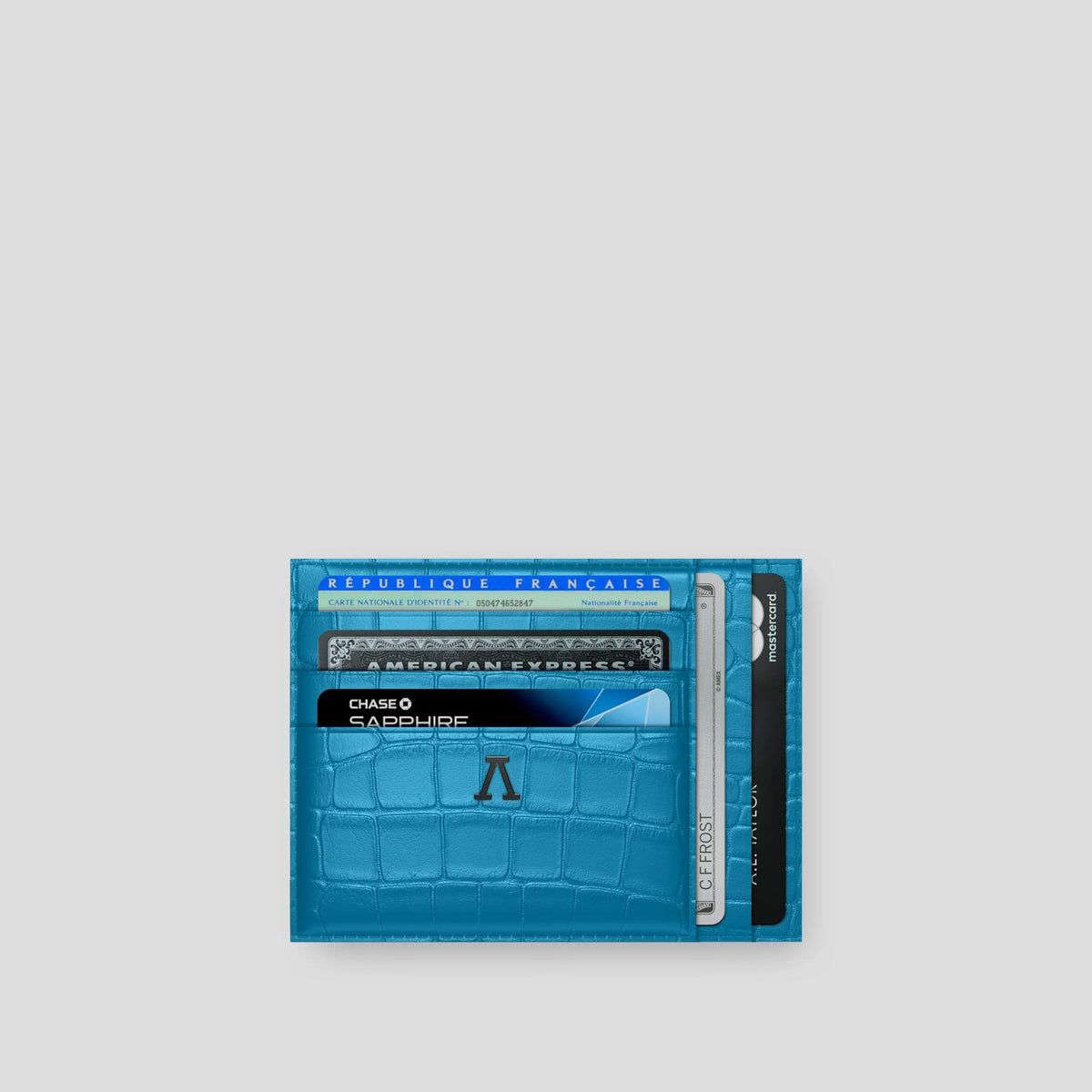 Curaçao-Blue 10 Cards Wallet Alligator with Black Metal -1 | Curaçao-Blue-Black