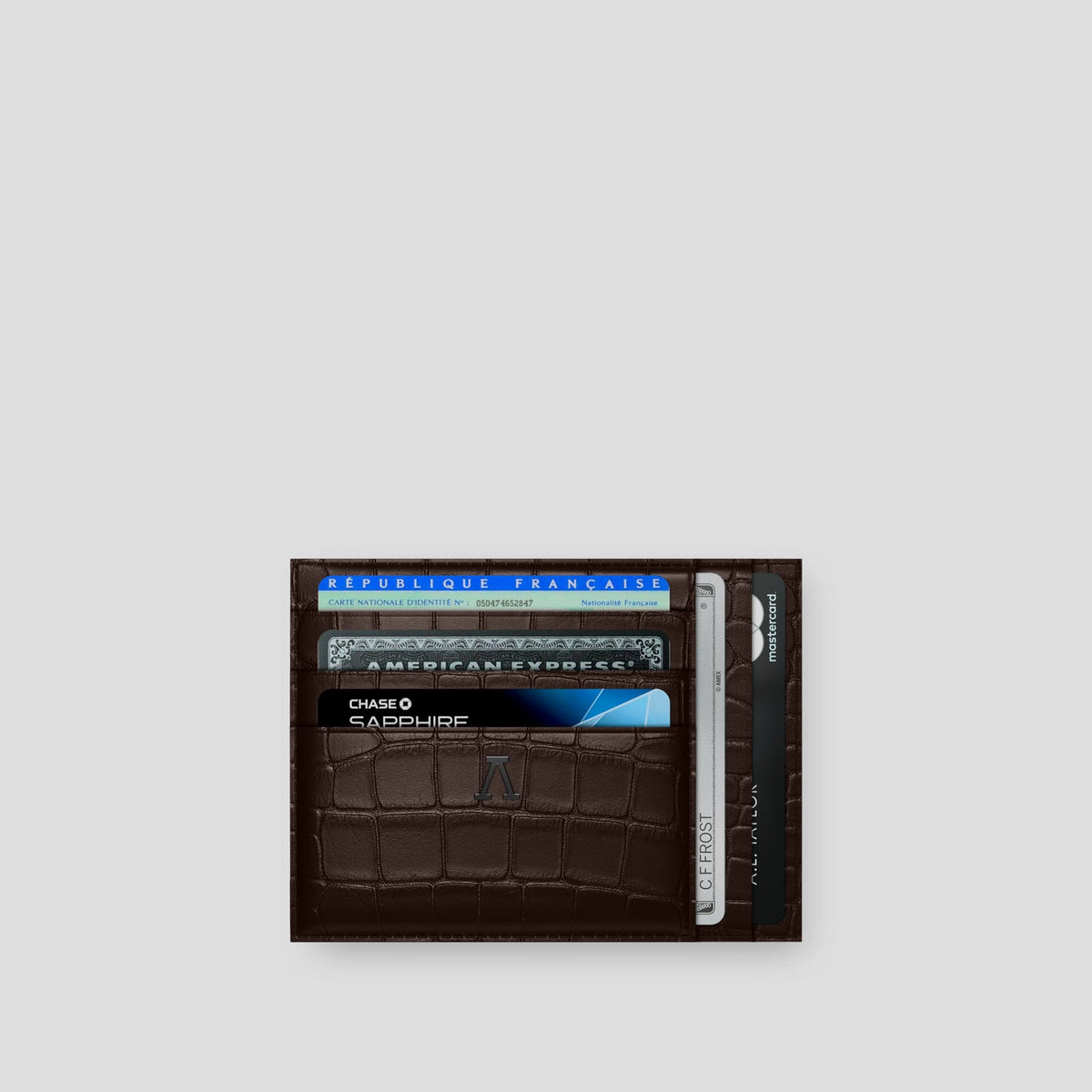 Dark Brown 10 Cards Wallet Alligator with Black Metal -1 | Dark-Brown-Black