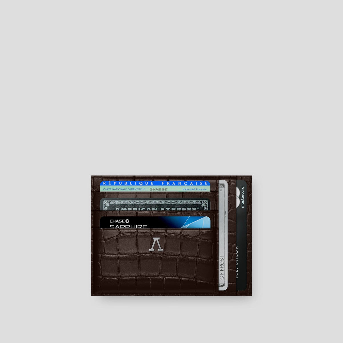 Dark Brown 10 Cards Wallet Alligator with Steel Metal -1 | Dark-Brown-Steel