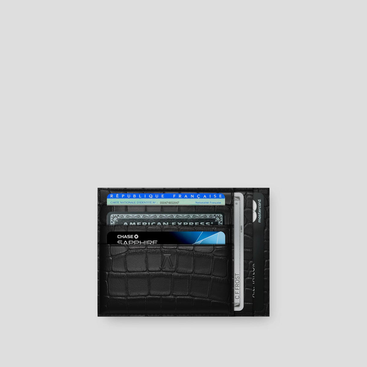 Black 10 Cards Wallet Alligator with Black Metal -1 | Black-Black