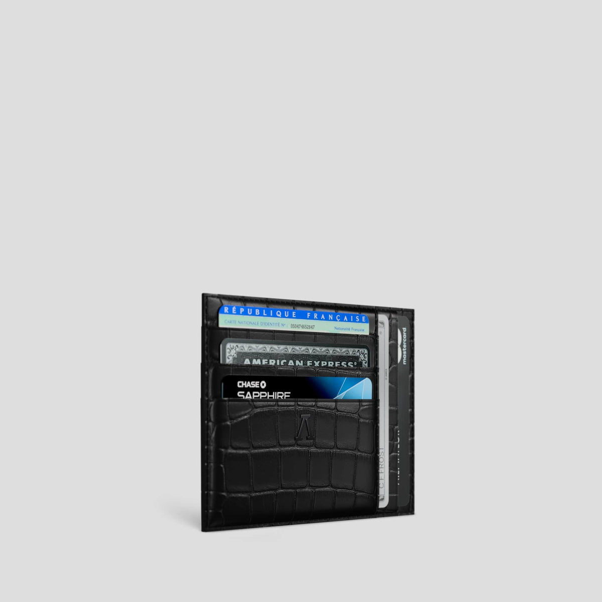 Black 10 Cards Wallet Alligator with Black Metal -2 | Black-Black