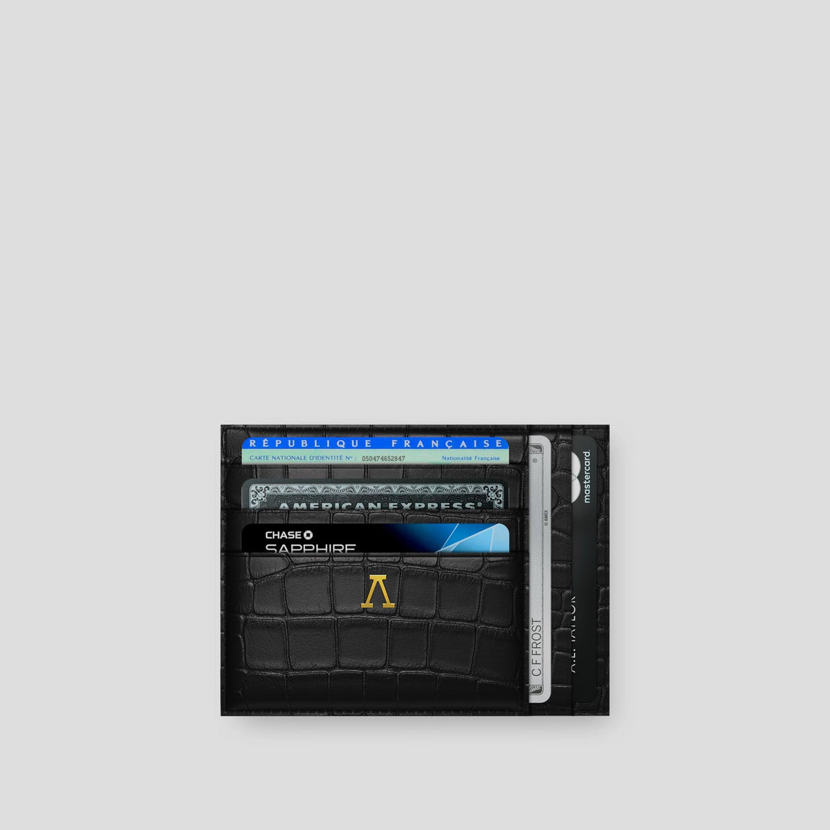 Black 10 Cards Wallet Alligator with Gold Metal -1 | Black-Gold