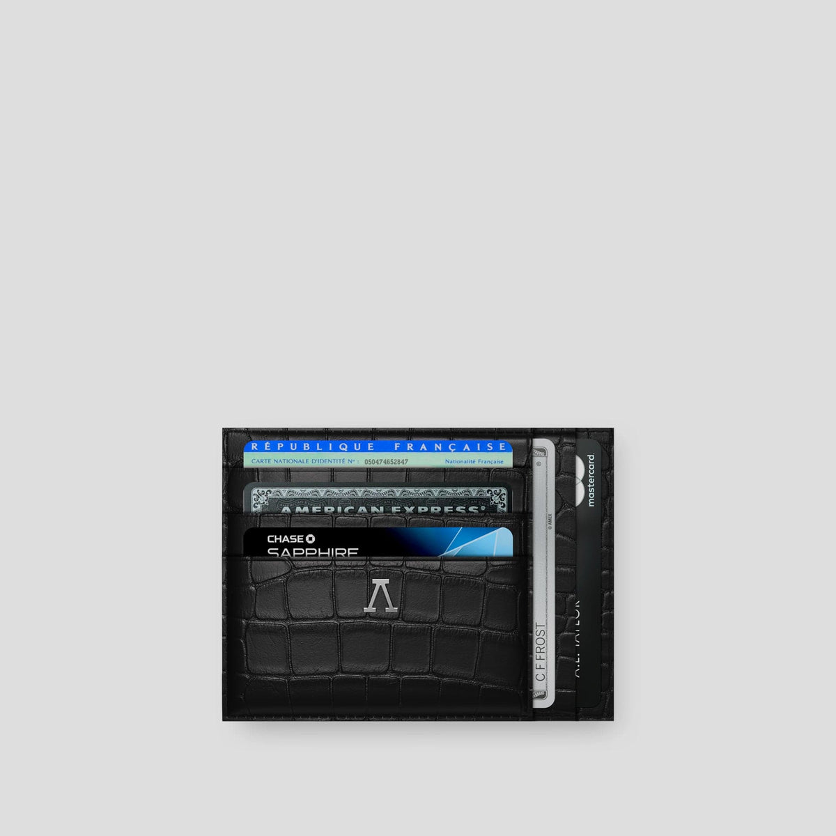 Black 10 Cards Wallet Alligator with Steel Metal -1 | Black-Steel