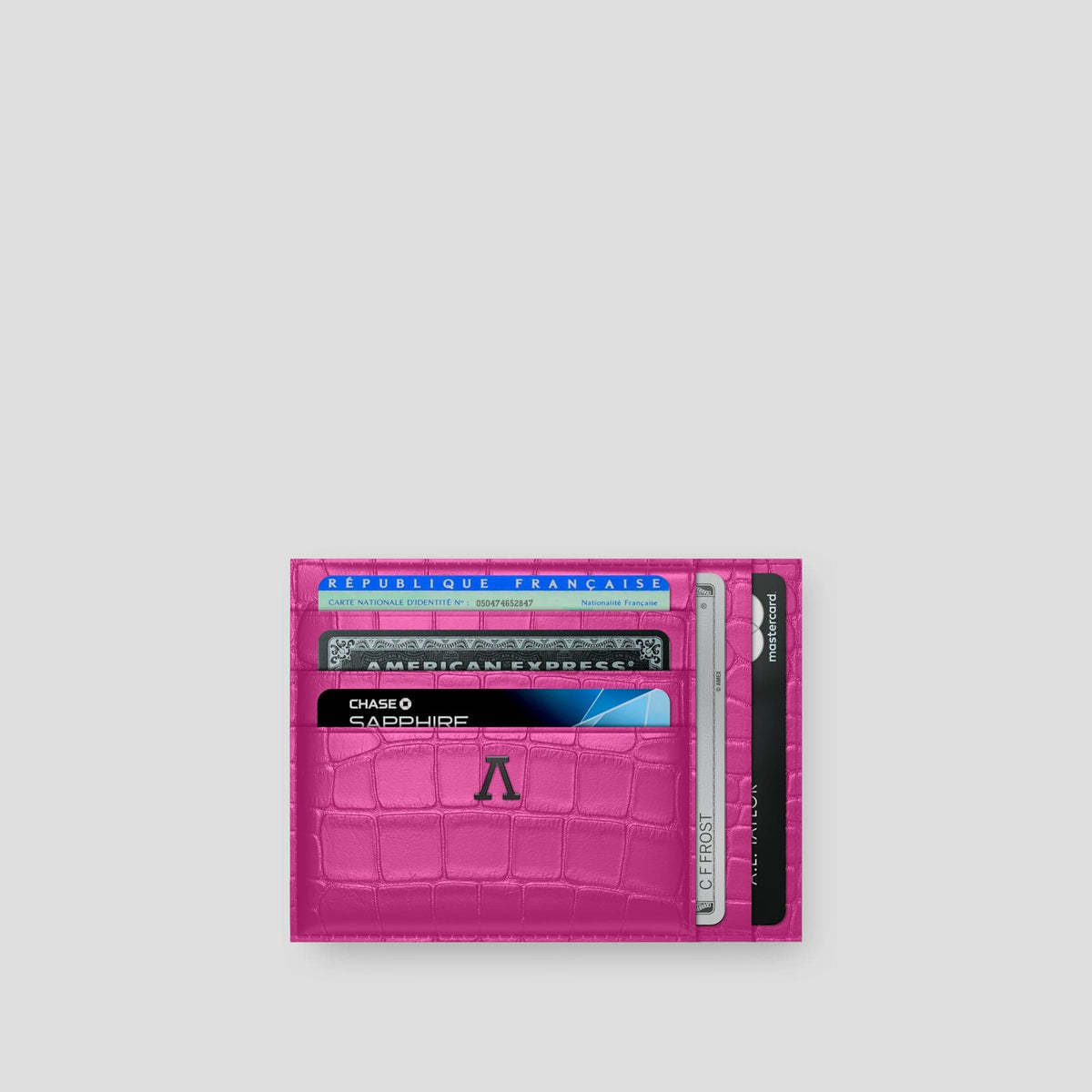Fuchsia 10 Cards Wallet Alligator with Black Metal -1 | Fuchsia-Black