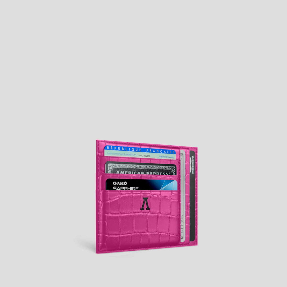 Fuchsia 10 Cards Wallet Alligator with Black Metal -2 | Fuchsia-Black