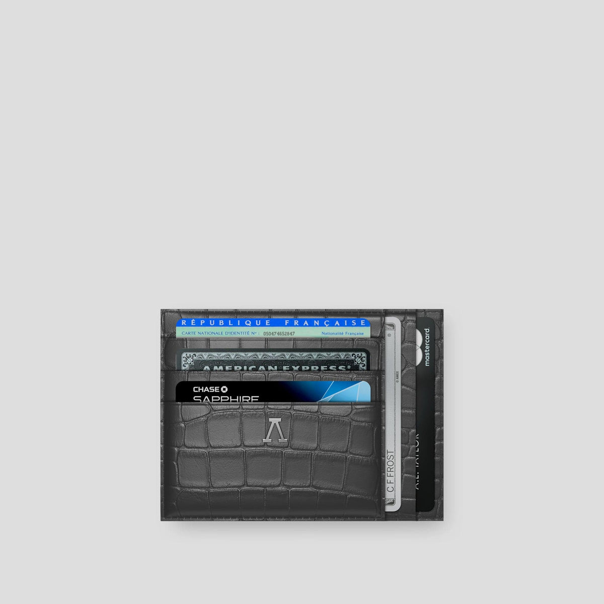 Grey 10 Cards Wallet Alligator with Steel Metal -1 | Grey-Steel