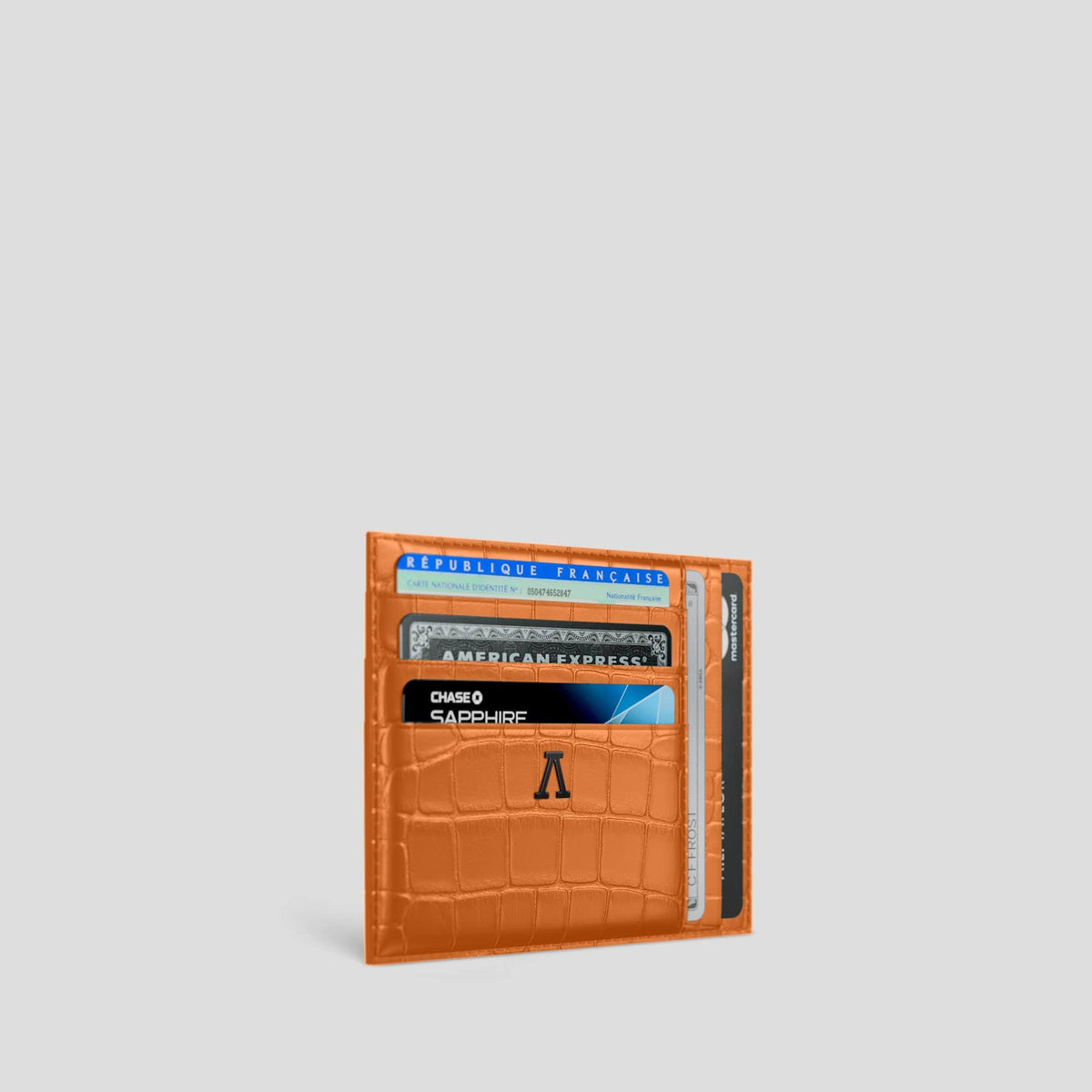 Orange 10 Cards Wallet Alligator with Black Metal -2 | Orange-Black