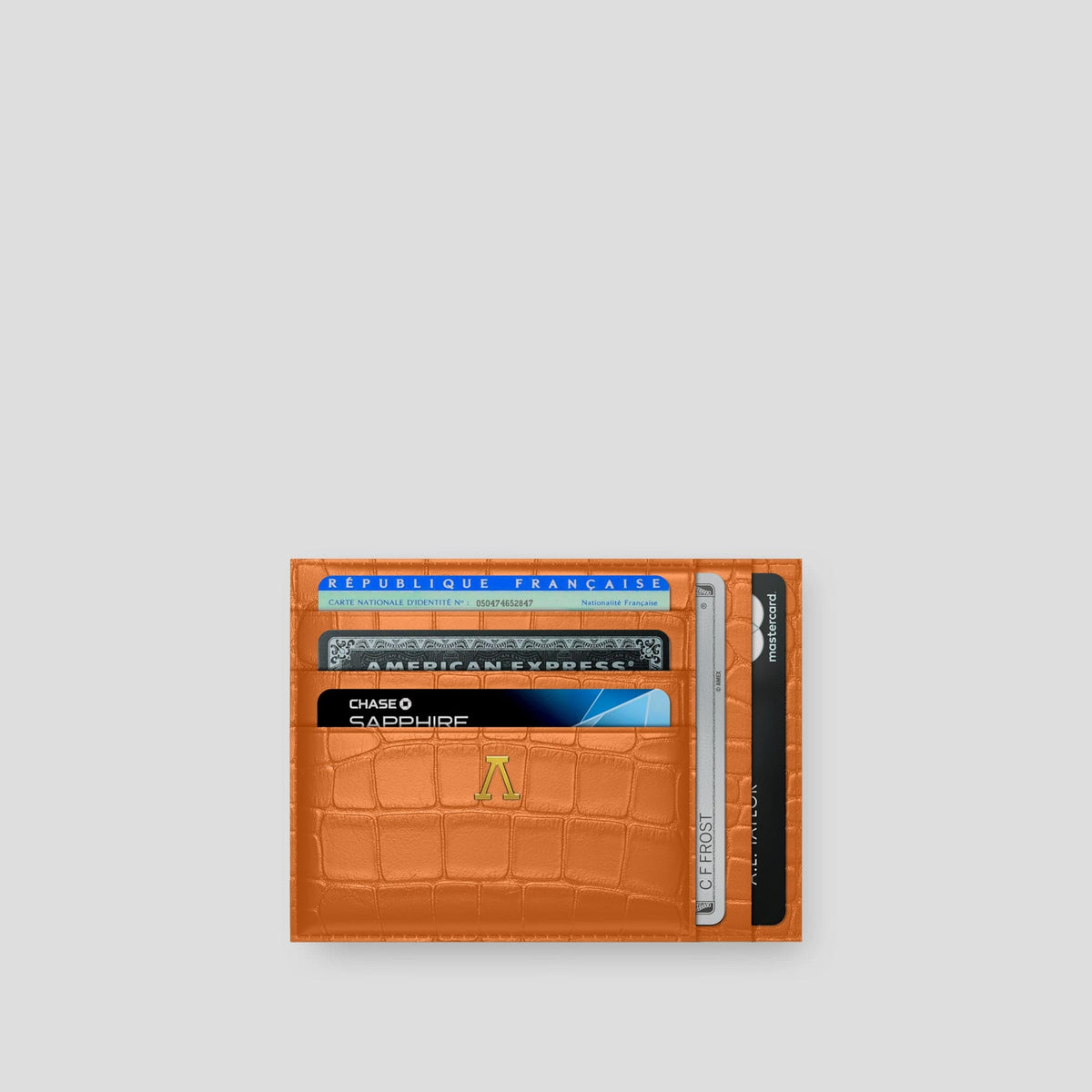 Orange 10 Cards Wallet Alligator with Gold Metal -1 | Orange-Gold