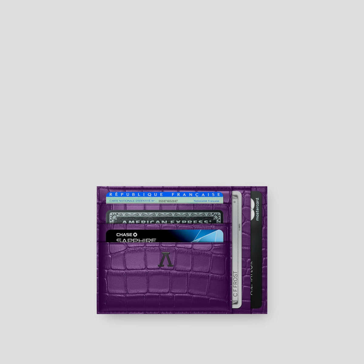 Purple 10 Cards Wallet Alligator with Black Metal -1 | Purple-Black