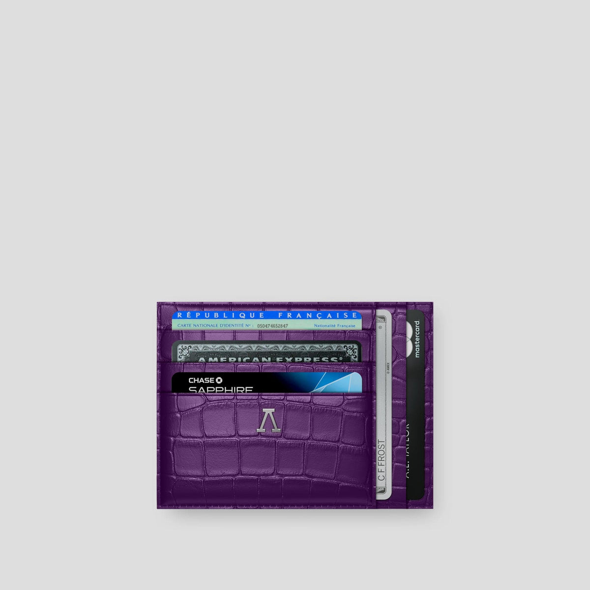 Purple 10 Cards Wallet Alligator with Steel Metal -1 | Purple-Steel