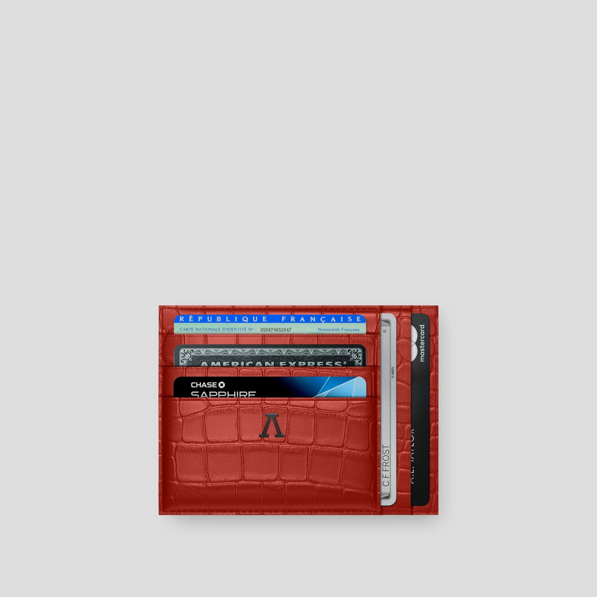 Red 10 Cards Wallet Alligator with Black Metal -1 | Red-Black