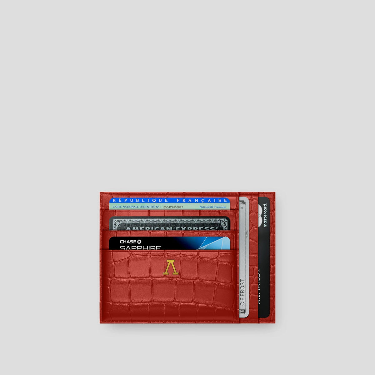 Red 10 Cards Wallet Alligator with Gold Metal -1 | Red-Gold
