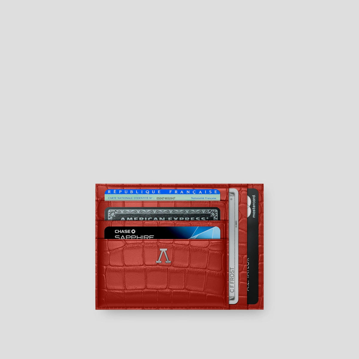 Red 10 Cards Wallet Alligator with Steel Metal -1 | Red-Steel