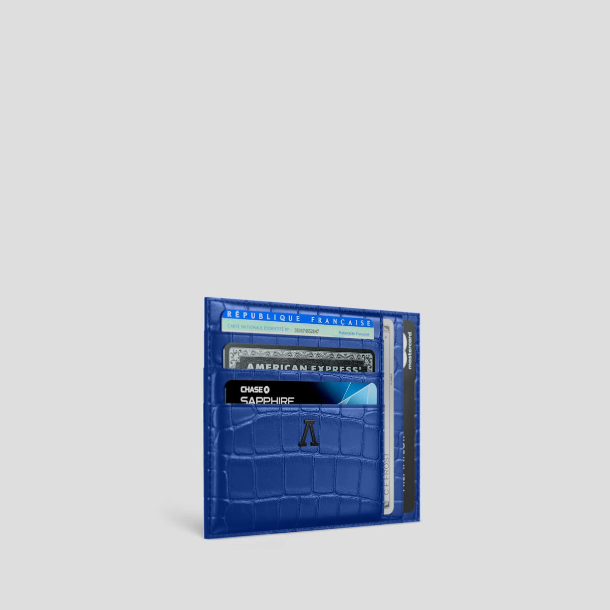 Royal Blue 10 Cards Wallet Alligator with Black Metal -2 | Royal-Blue-Black