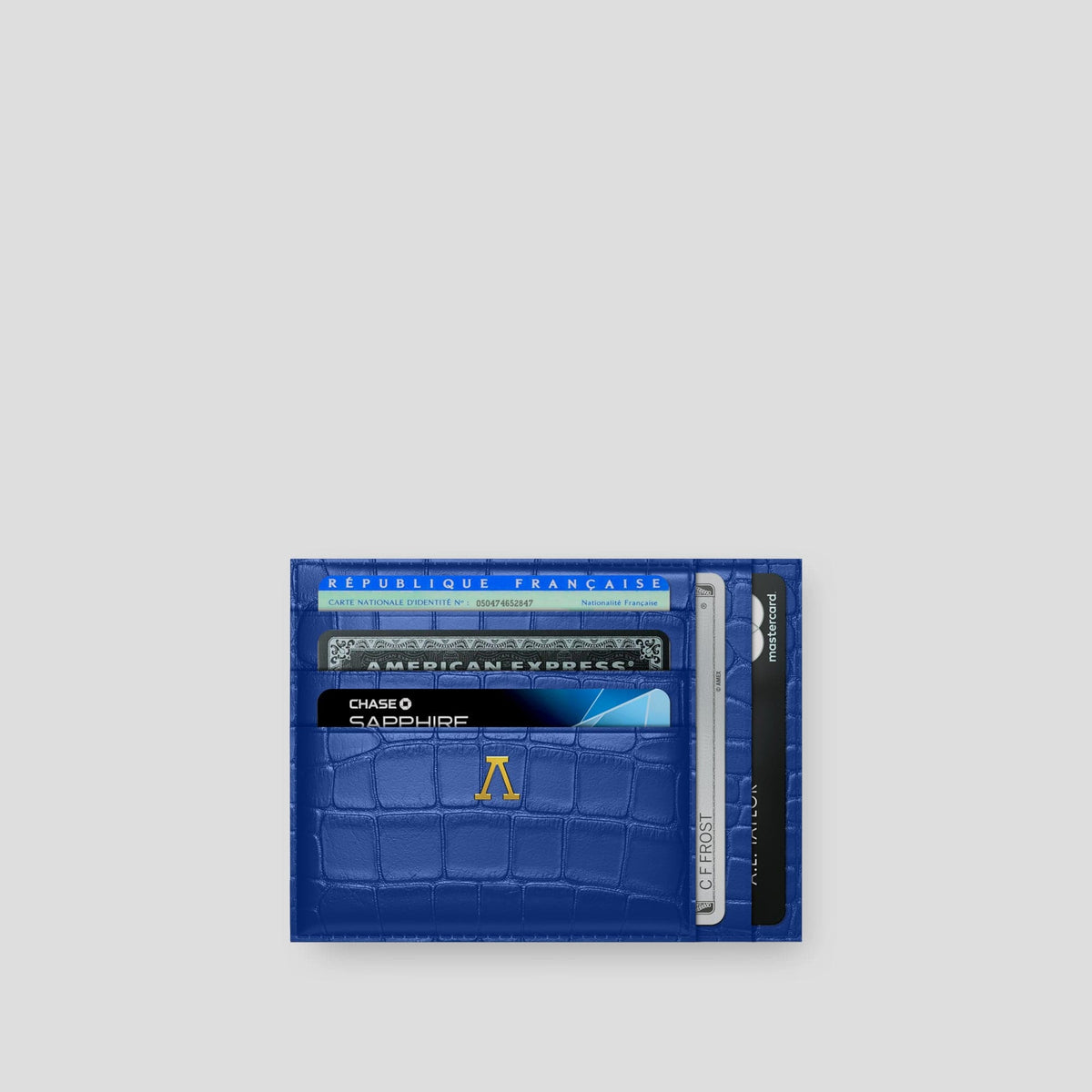 Royal Blue 10 Cards Wallet Alligator with Gold Metal -1 | Royal-Blue-Gold