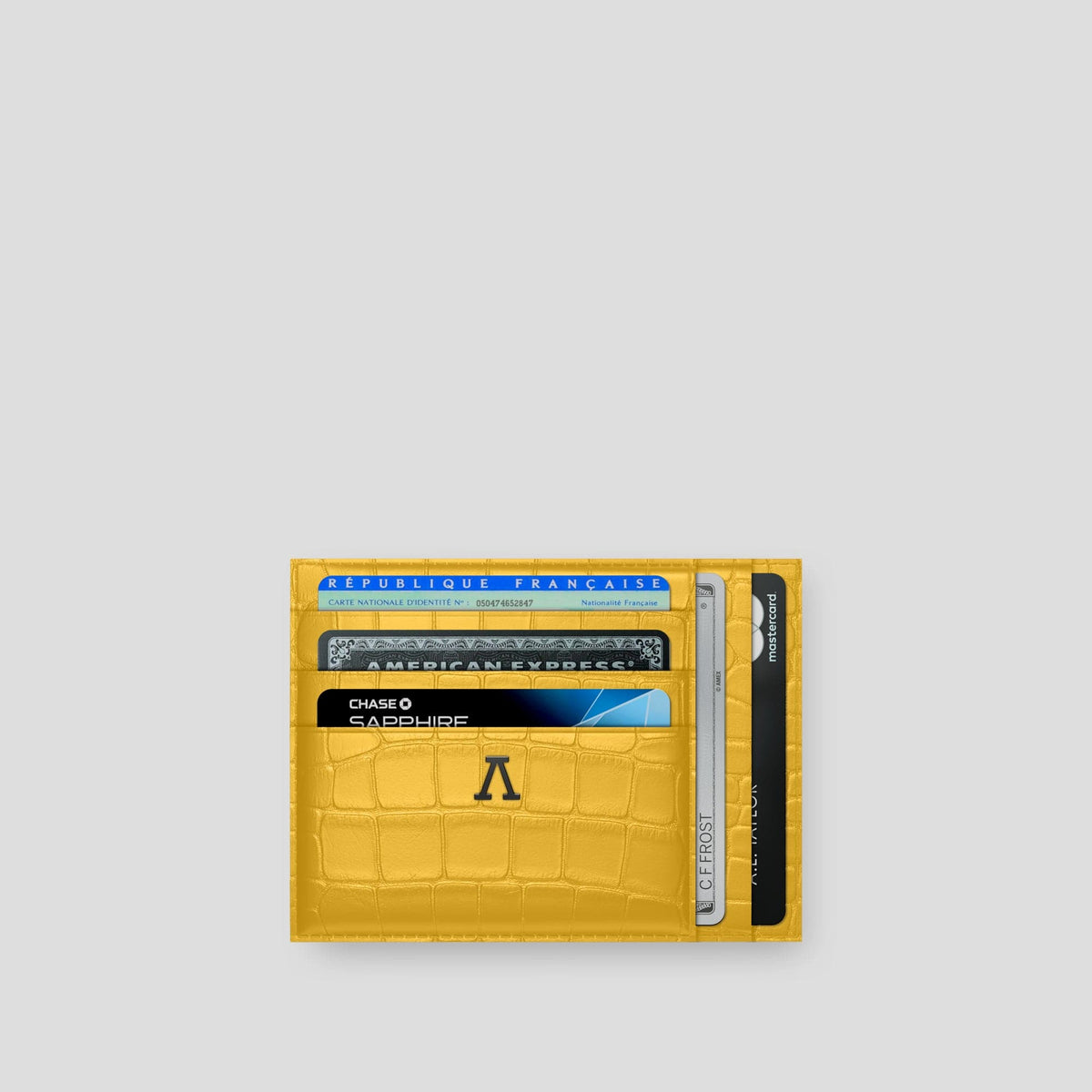 Yellow 10 Cards Wallet Alligator with Black Metal -1 | Yellow-Black
