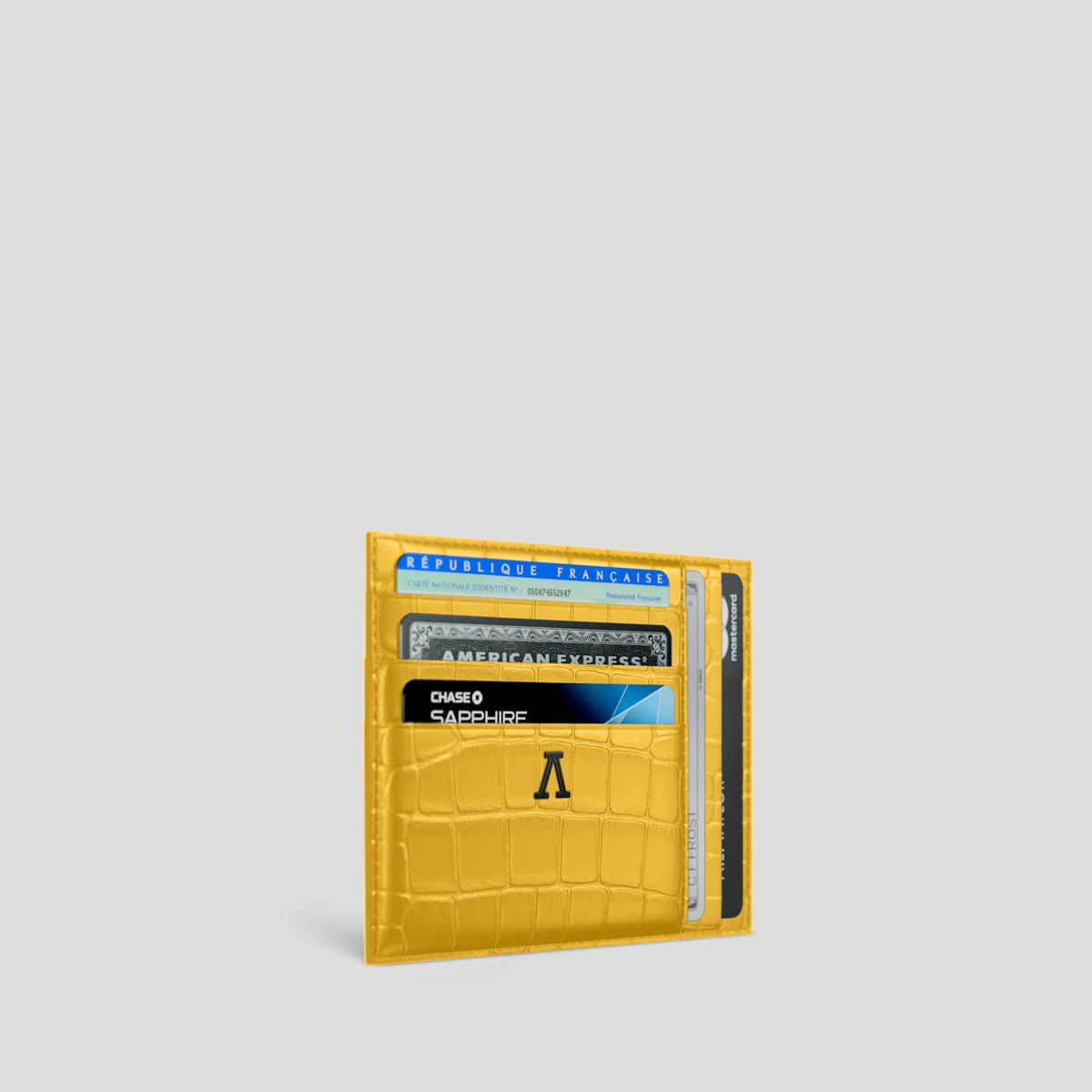 Yellow 10 Cards Wallet Alligator with Black Metal -2 | Yellow-Black