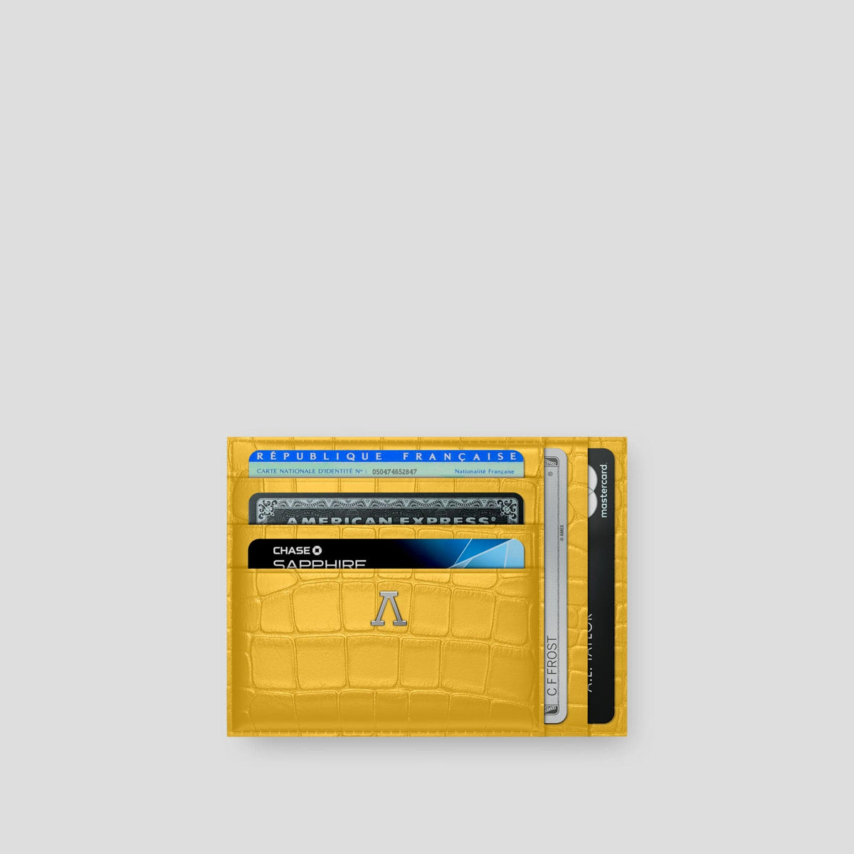 Yellow 10 Cards Wallet Alligator with Steel Metal -1 | Yellow-Steel