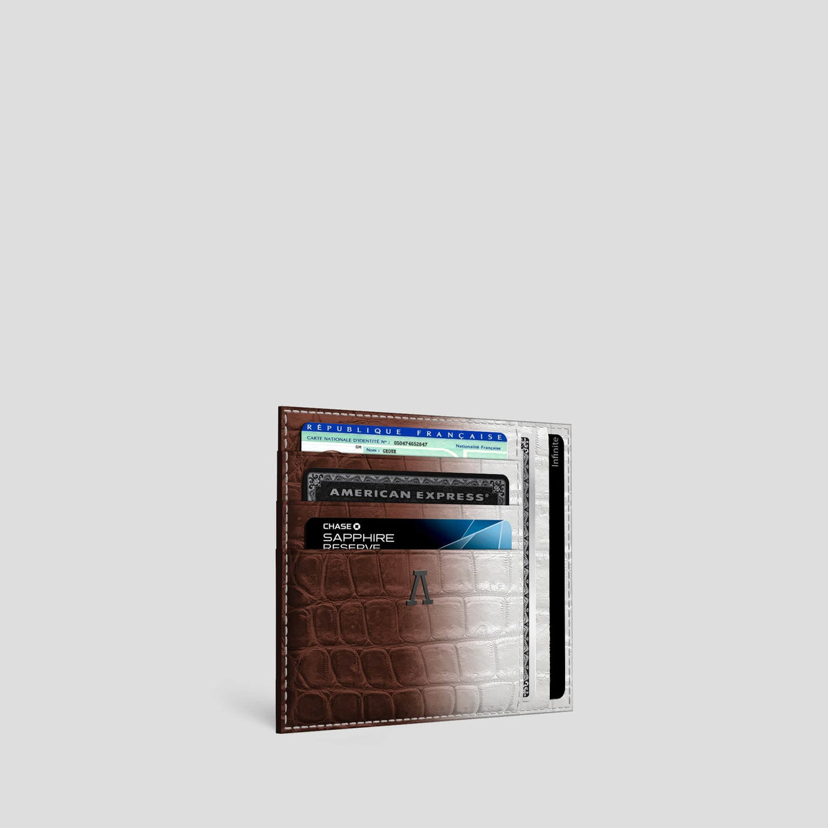 Dark Brown 10 Cards Wallet Himalayan Crocodile with Black Metal -2 | Dark-Brown-Black