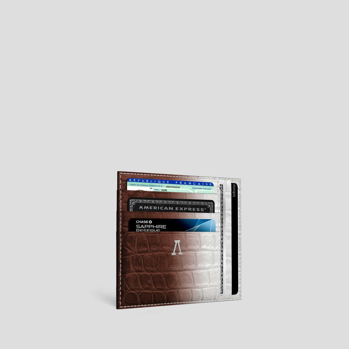 Dark Brown 10 Cards Wallet Himalayan Crocodile with Steel Metal -2 | Dark-Brown-Steel