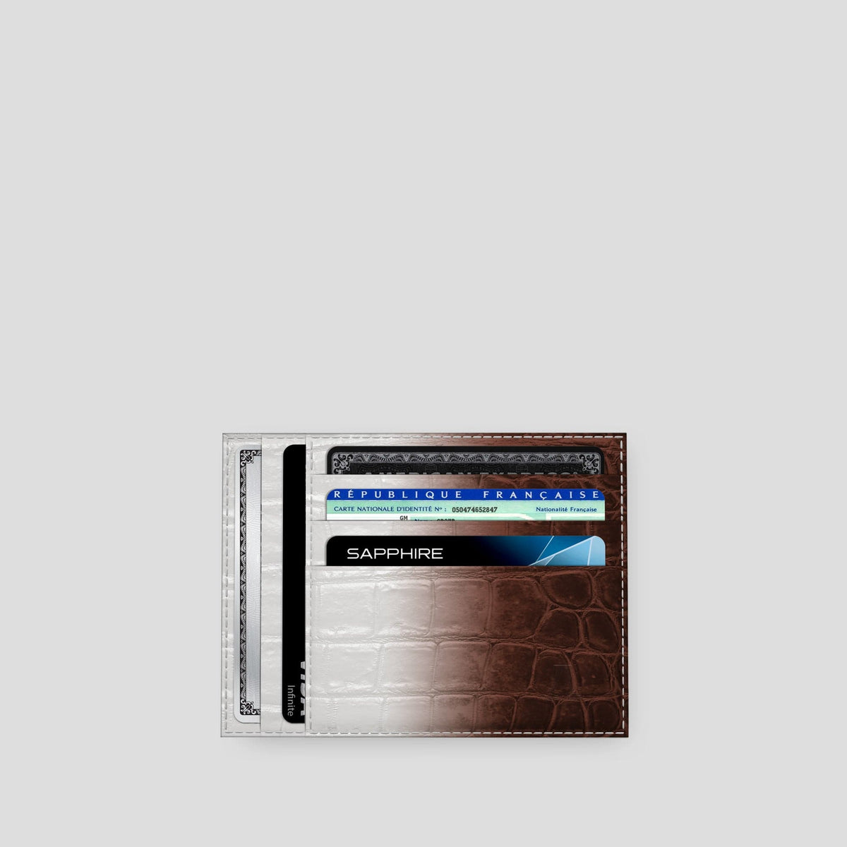 Dark Brown 10 Cards Wallet Himalayan Crocodile with Steel Metal -3 | Dark-Brown-Steel