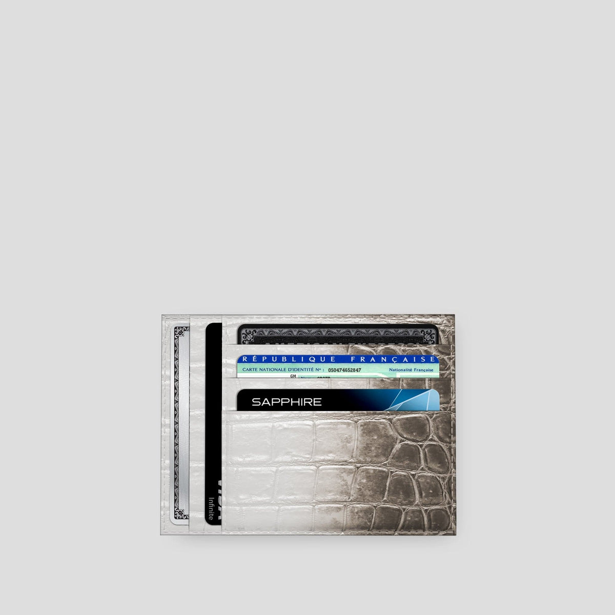 Dark 10 Cards Wallet Himalayan Crocodile with Black Metal -3 | Dark-Black