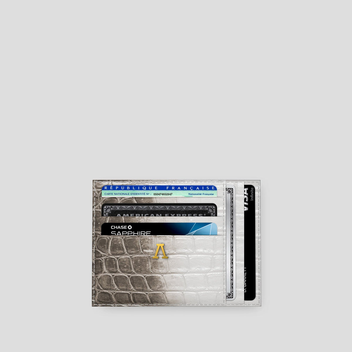 Dark 10 Cards Wallet Himalayan Crocodile with Gold Metal -1 | Dark-Gold
