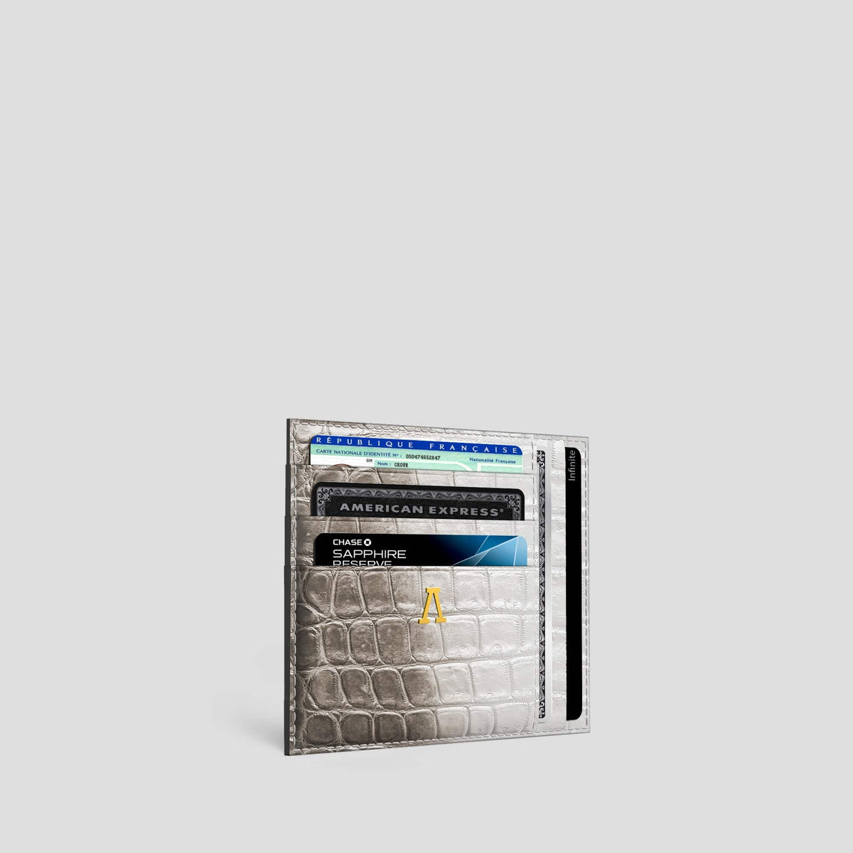 Dark 10 Cards Wallet Himalayan Crocodile with Gold Metal -2 | Dark-Gold