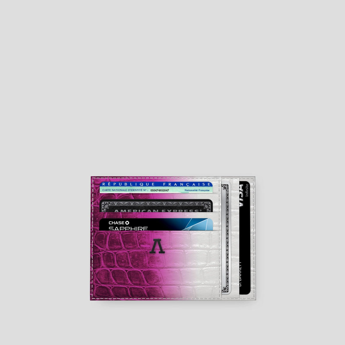 Fuchsia 10 Cards Wallet Himalayan Crocodile with Black Metal -1 | Fuchsia-Black