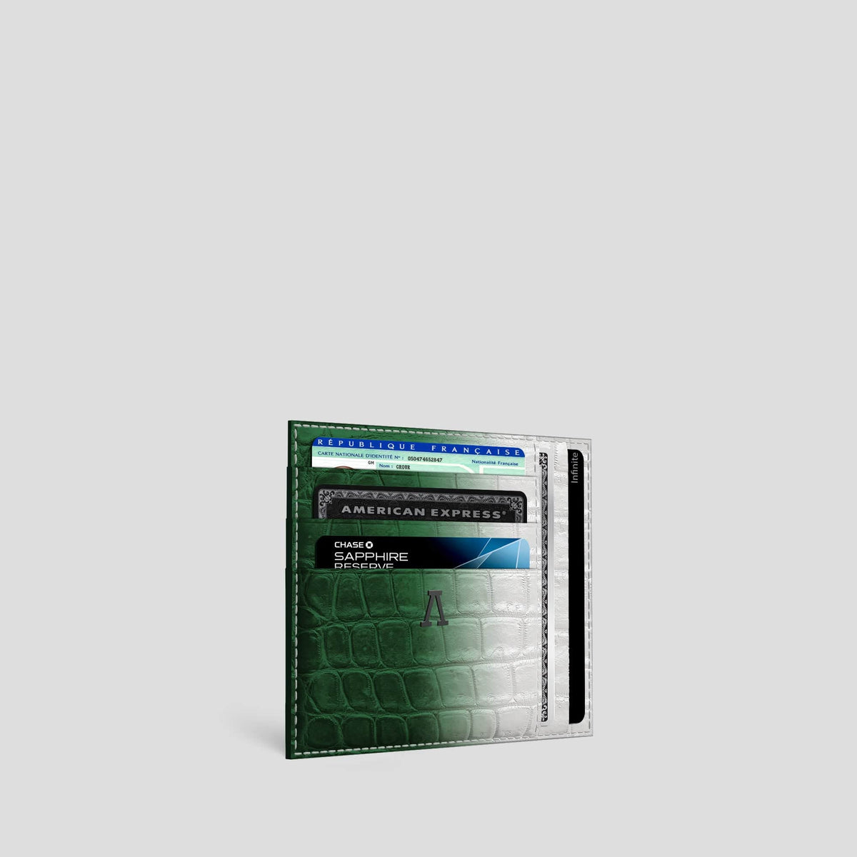 Green 10 Cards Wallet Himalayan Crocodile with Black Metal -2 | Green-Black