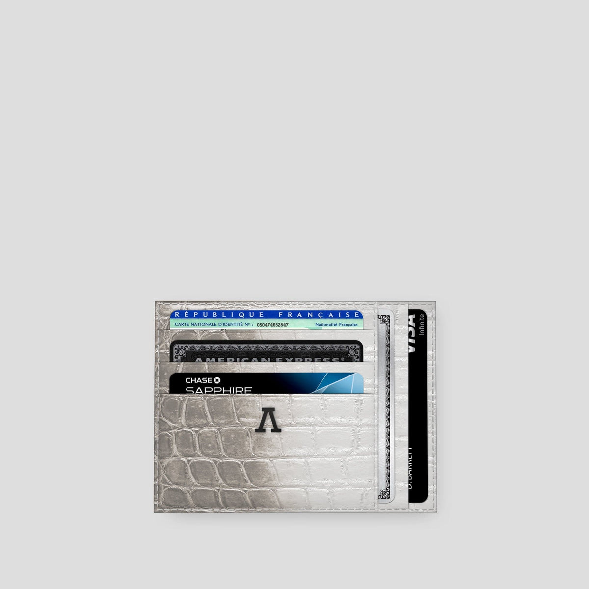 Light 10 Cards Wallet Himalayan Crocodile with Black Metal -1 | Light-Black