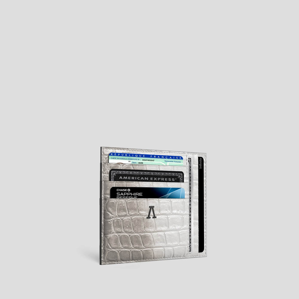 Light 10 Cards Wallet Himalayan Crocodile with Black Metal -2 | Light-Black