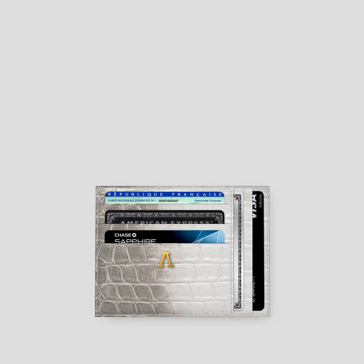 Light 10 Cards Wallet Himalayan Crocodile with Gold Metal -1 | Light-Gold