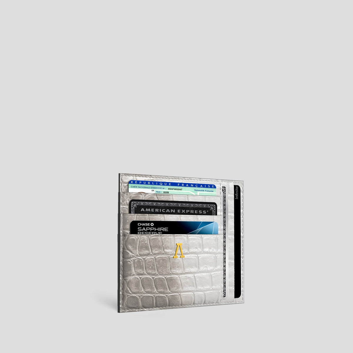 Light 10 Cards Wallet Himalayan Crocodile with Gold Metal -2 | Light-Gold