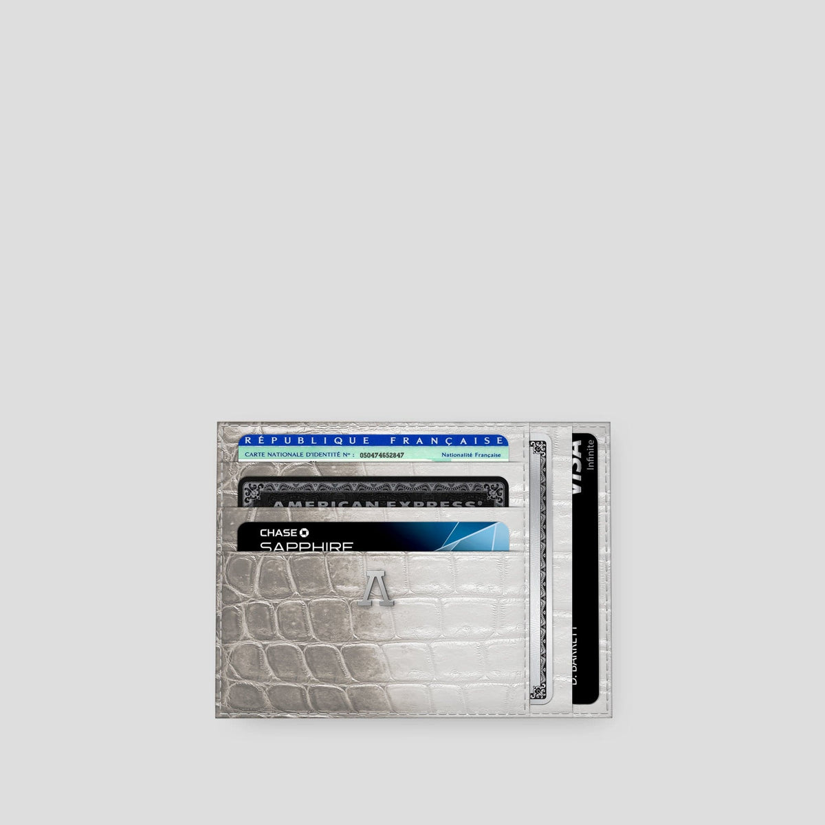 Light 10 Cards Wallet Himalayan Crocodile with Steel Metal -1 | Light-Steel