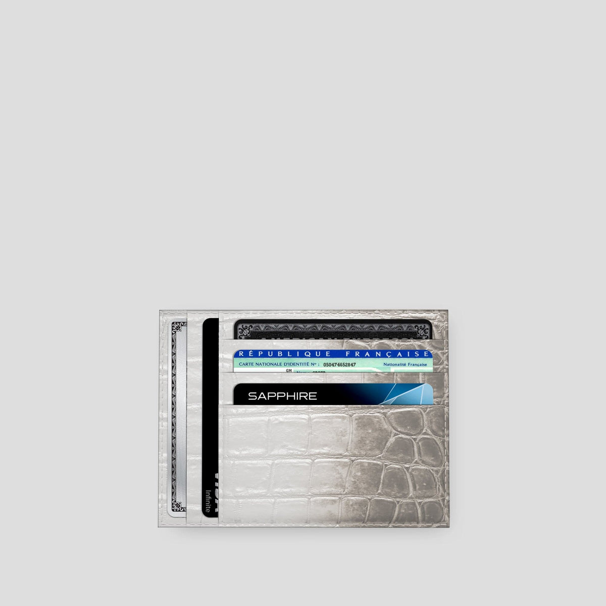 Light 10 Cards Wallet Himalayan Crocodile with Steel Metal -3 | Light-Steel