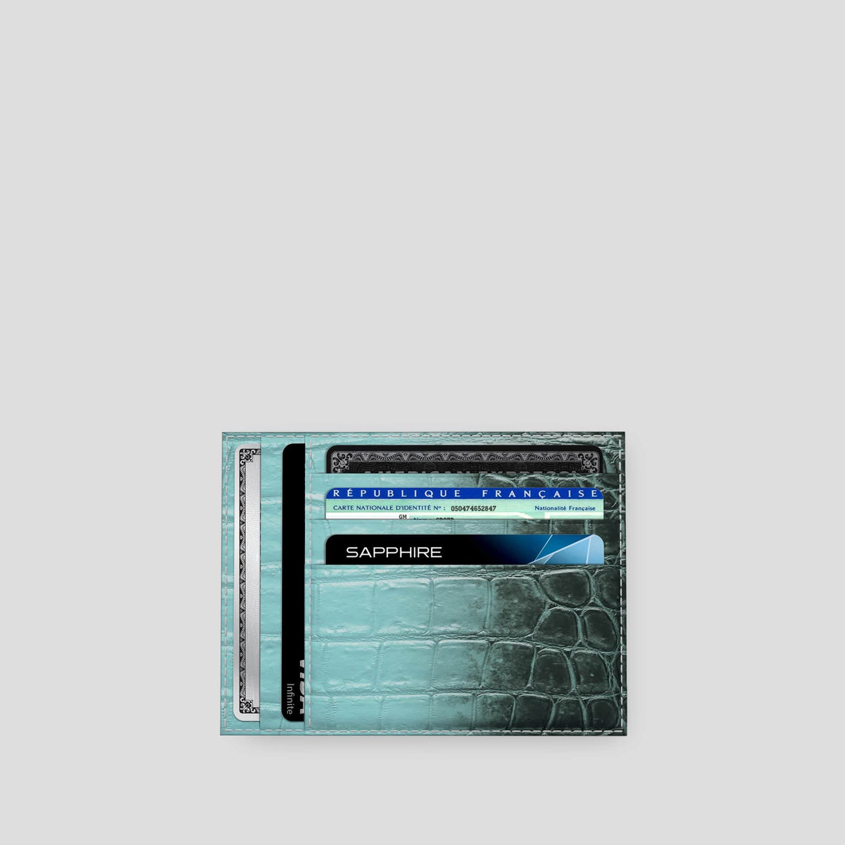 Light-Mint 10 Cards Wallet Himalayan Crocodile with Steel Metal -3 | Light-Mint-Steel