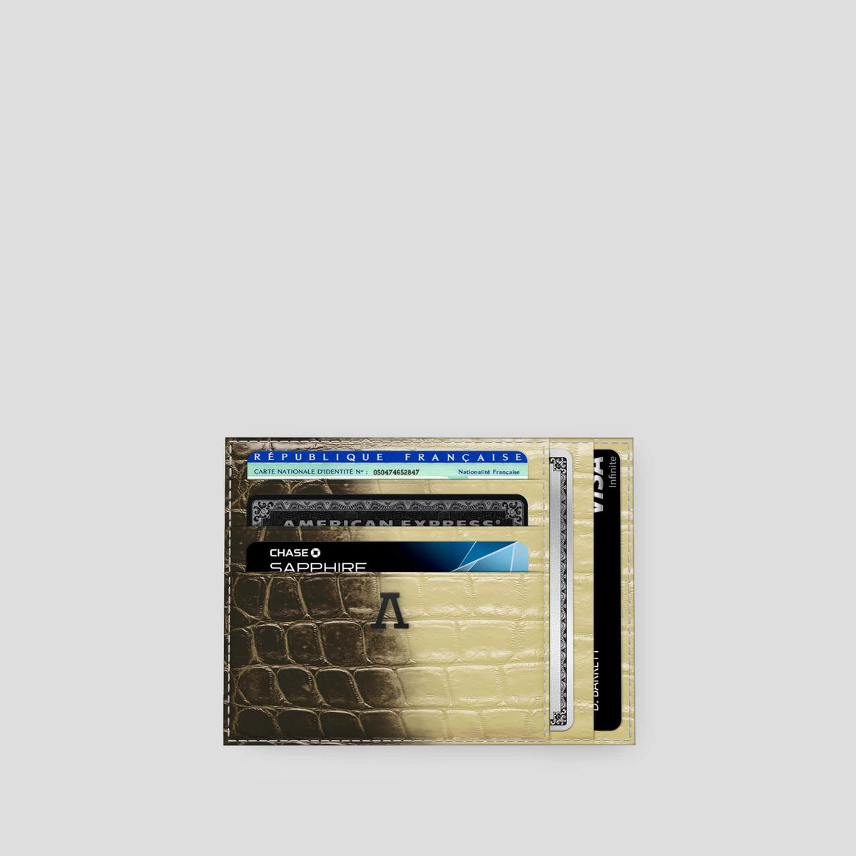 Natural 10 Cards Wallet Himalayan Crocodile with Black Metal -1 | Natural-Black