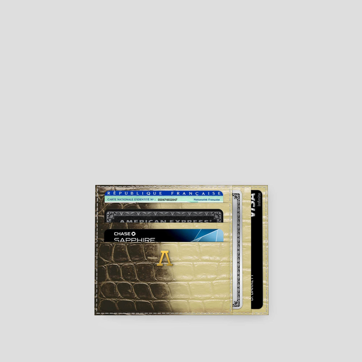 Natural 10 Cards Wallet Himalayan Crocodile with Gold Metal -1 | Natural-Gold