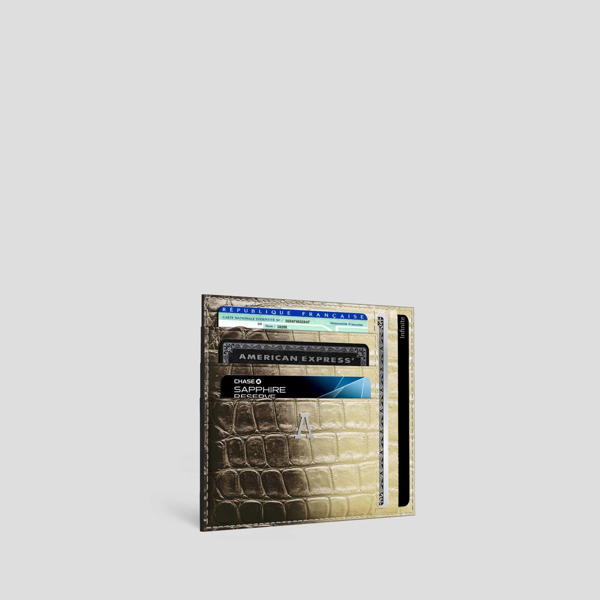 Natural 10 Cards Wallet Himalayan Crocodile with Steel Metal -2 | Natural-Steel