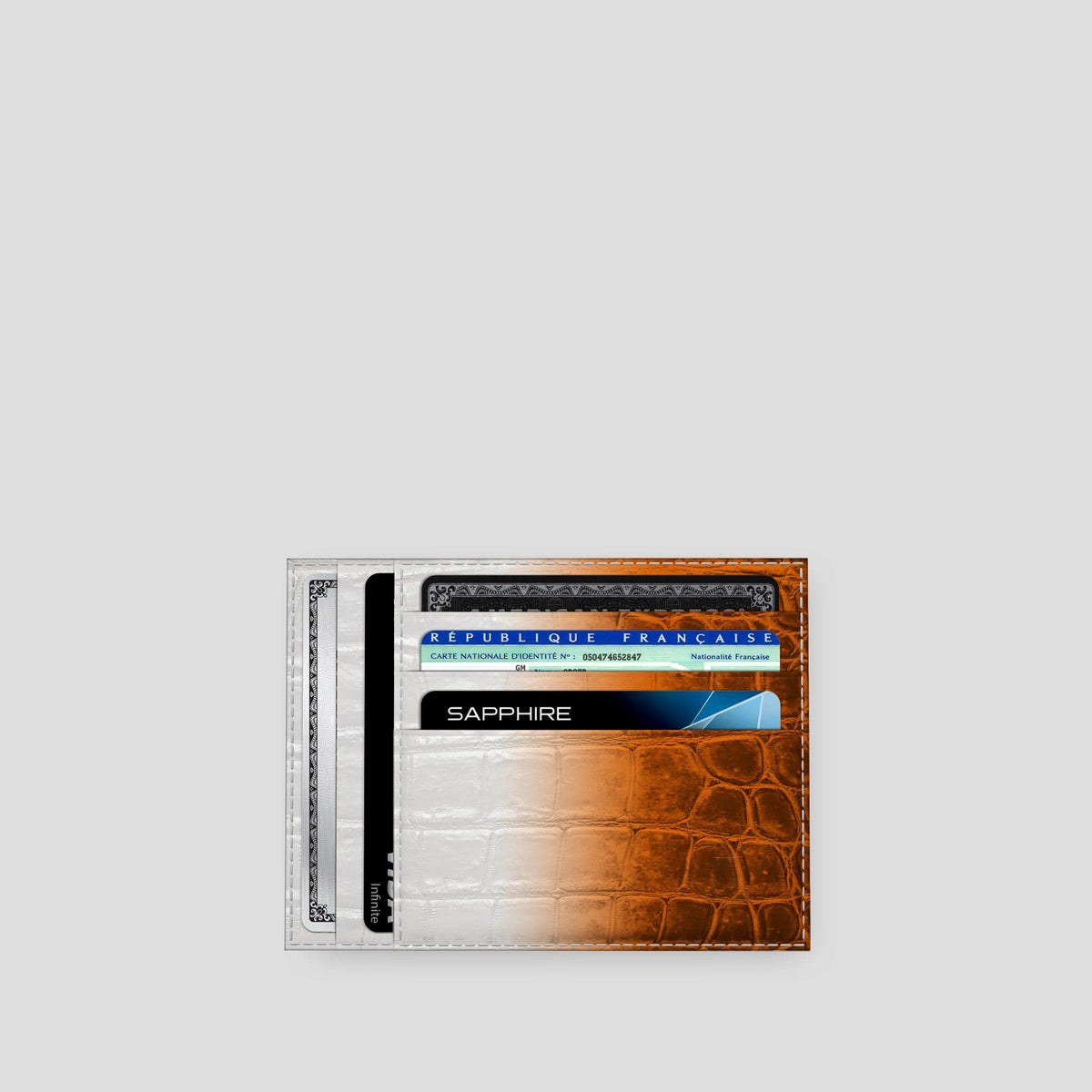 Orange 10 Cards Wallet Himalayan Crocodile with Gold Metal -3 | Orange-Gold