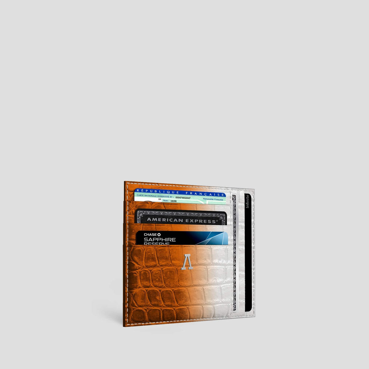 Orange 10 Cards Wallet Himalayan Crocodile with Steel Metal -2 | Orange-Steel